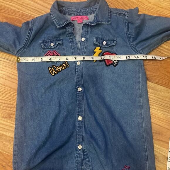 Betsey Johnson Denim Button Down Logo Shirt - Girls Size 10 - Picture 5 of 6